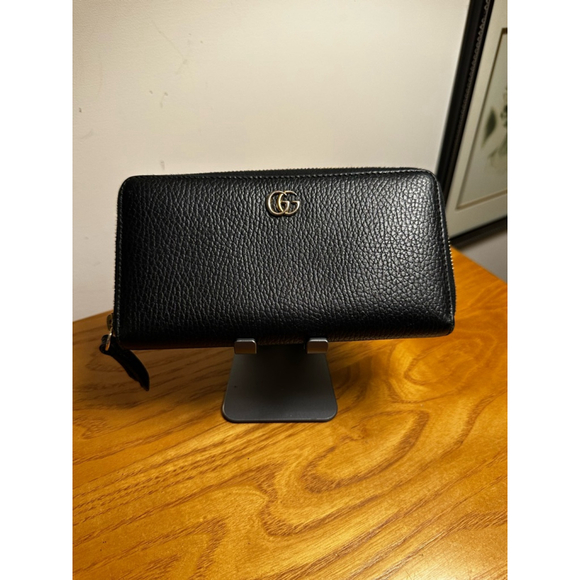 Gucci Black Pebbled Leather Long Zip Wallet - Picture 1 of 7